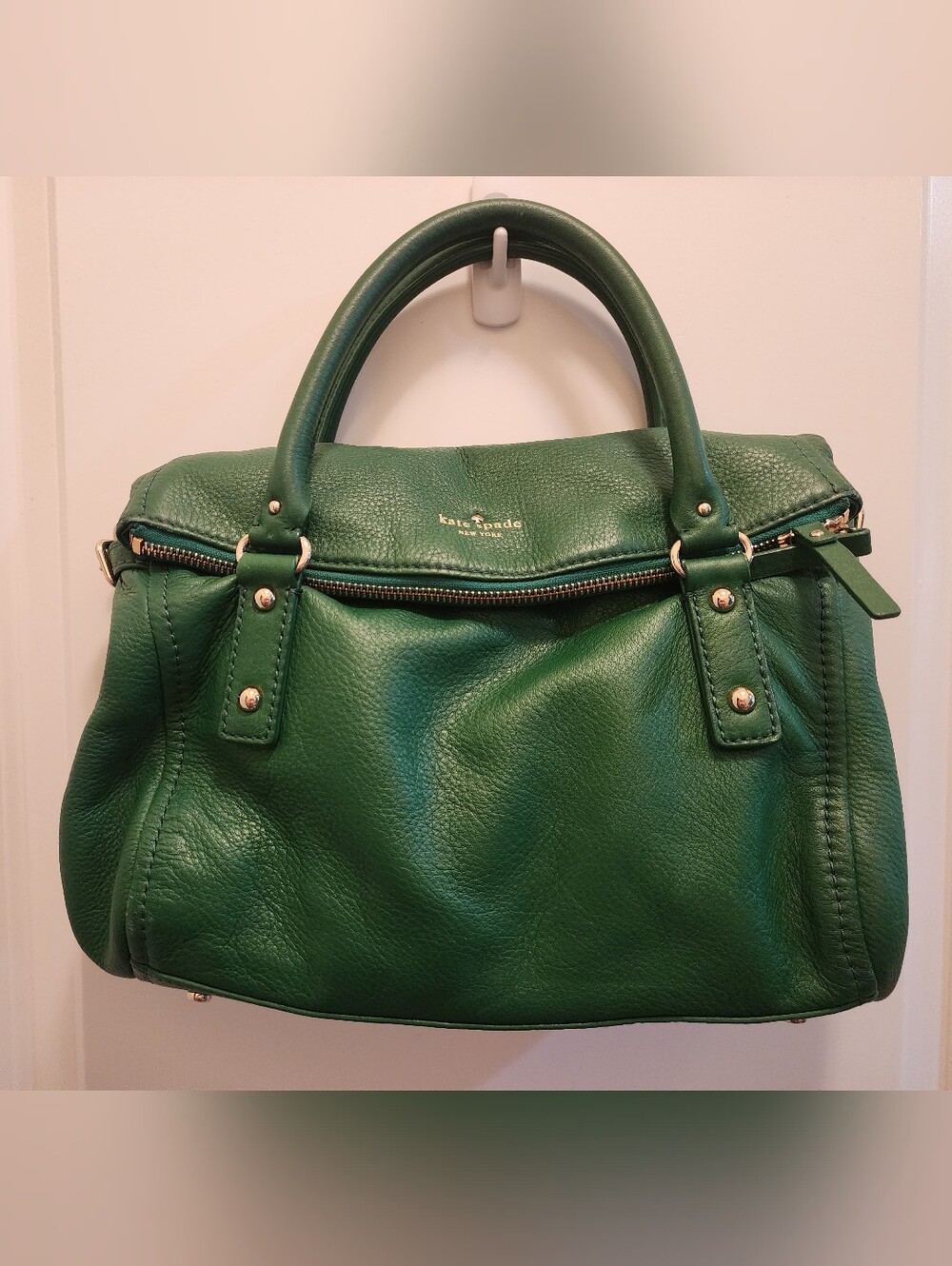 kate spade Emerald Green Pebbled Leather Satchel